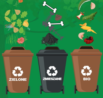 Obraz ukazuje prawidłową segregację odpadów