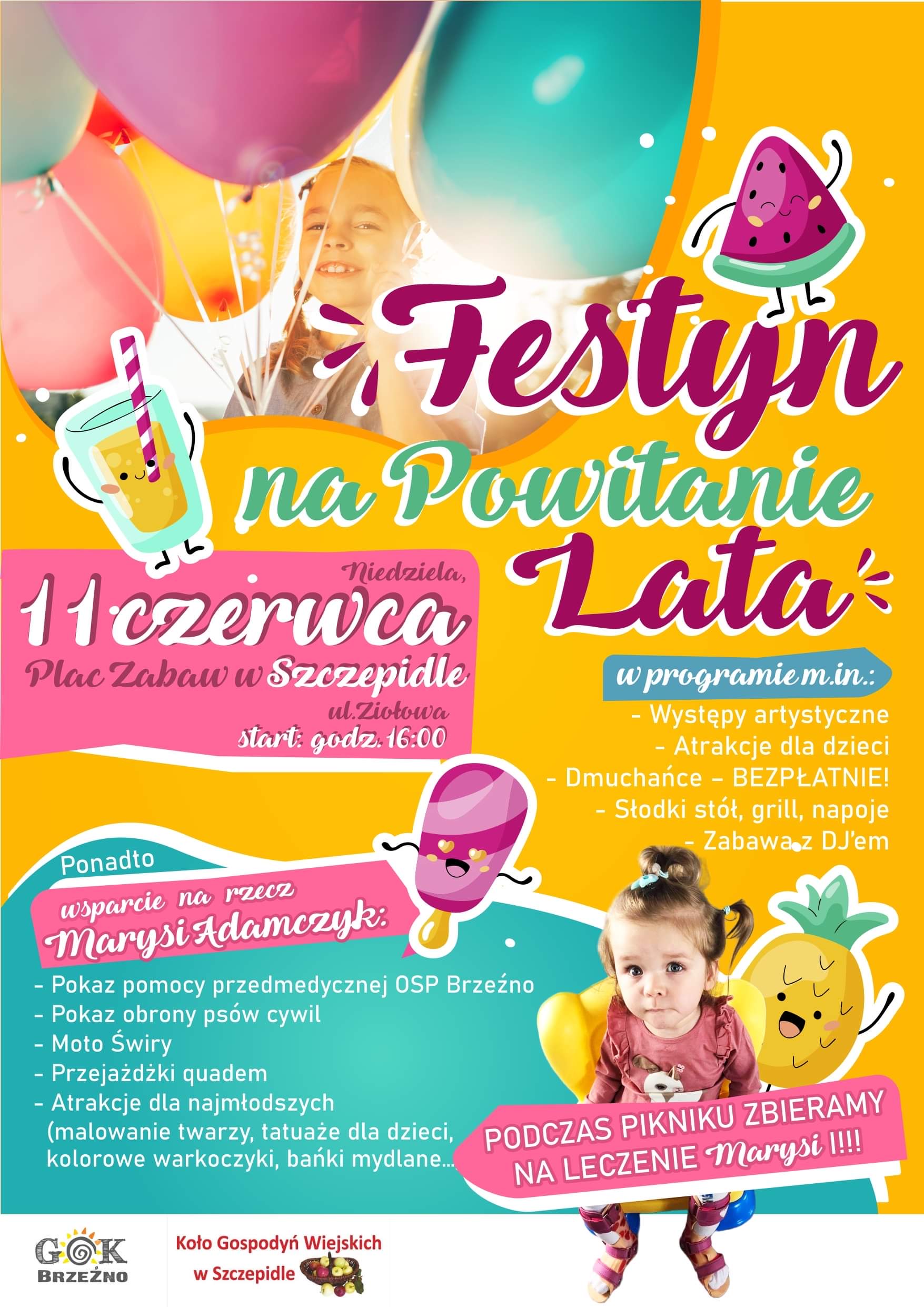 Plakat reklamujący Festyn na Powitanie Lata