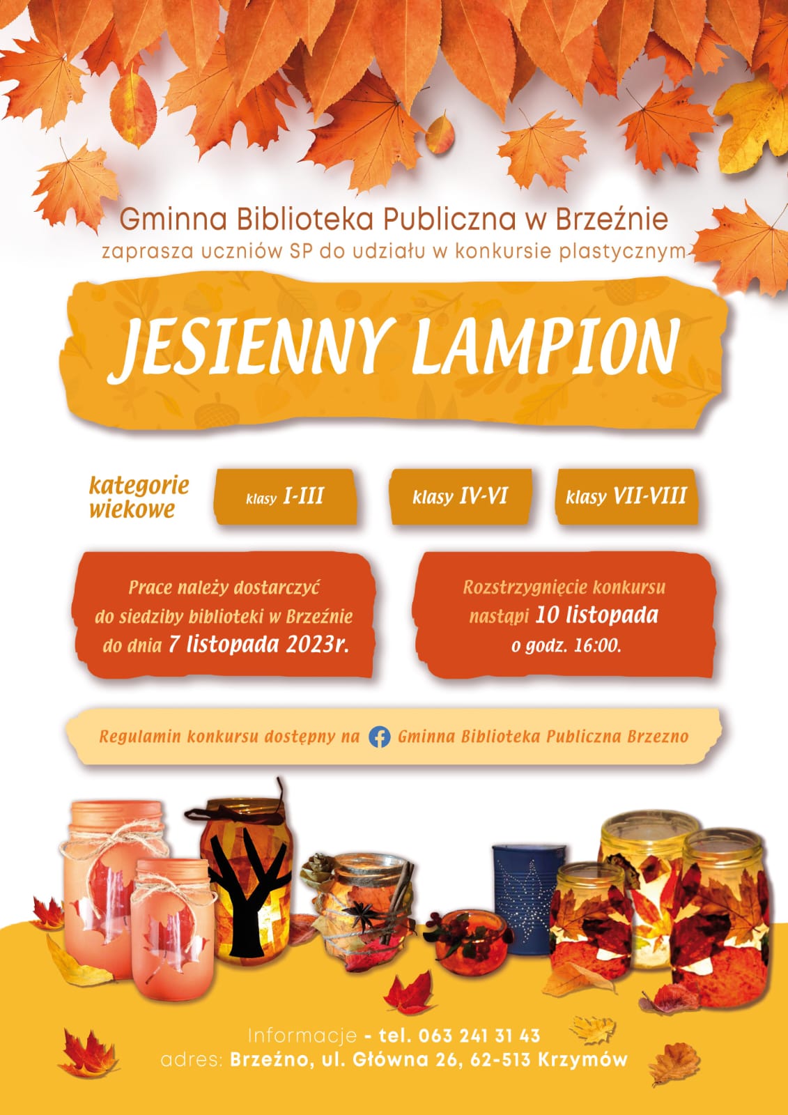 Plakat promujący konkurs Jesienny lampion